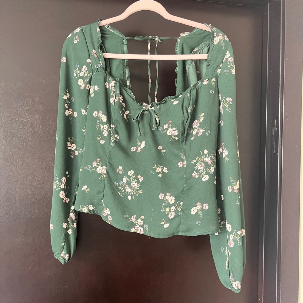 Abercrombie & Fitch Green Floral Blouse